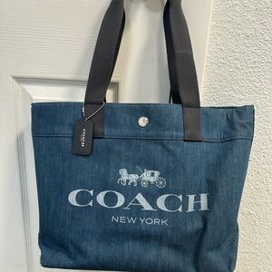 Coach Denim Tote in Blue with Black Interior